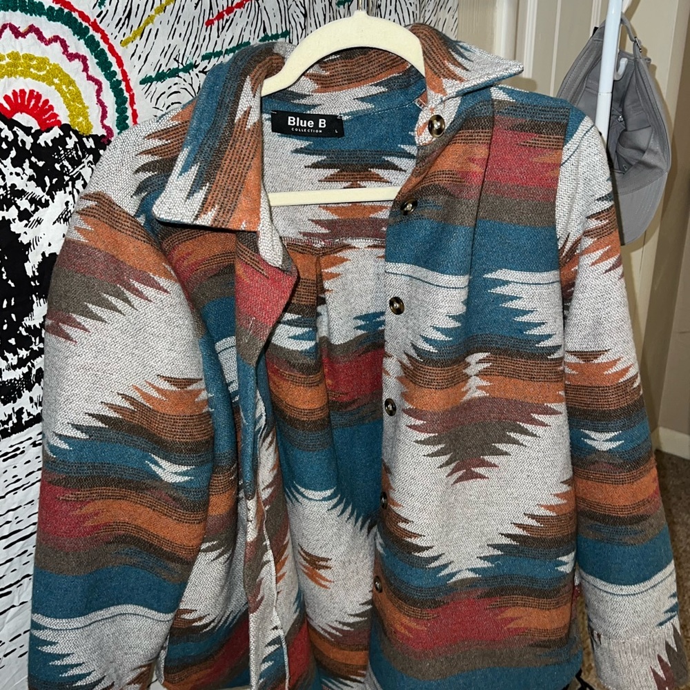 Womens Thick Aztec Fleece Flannel